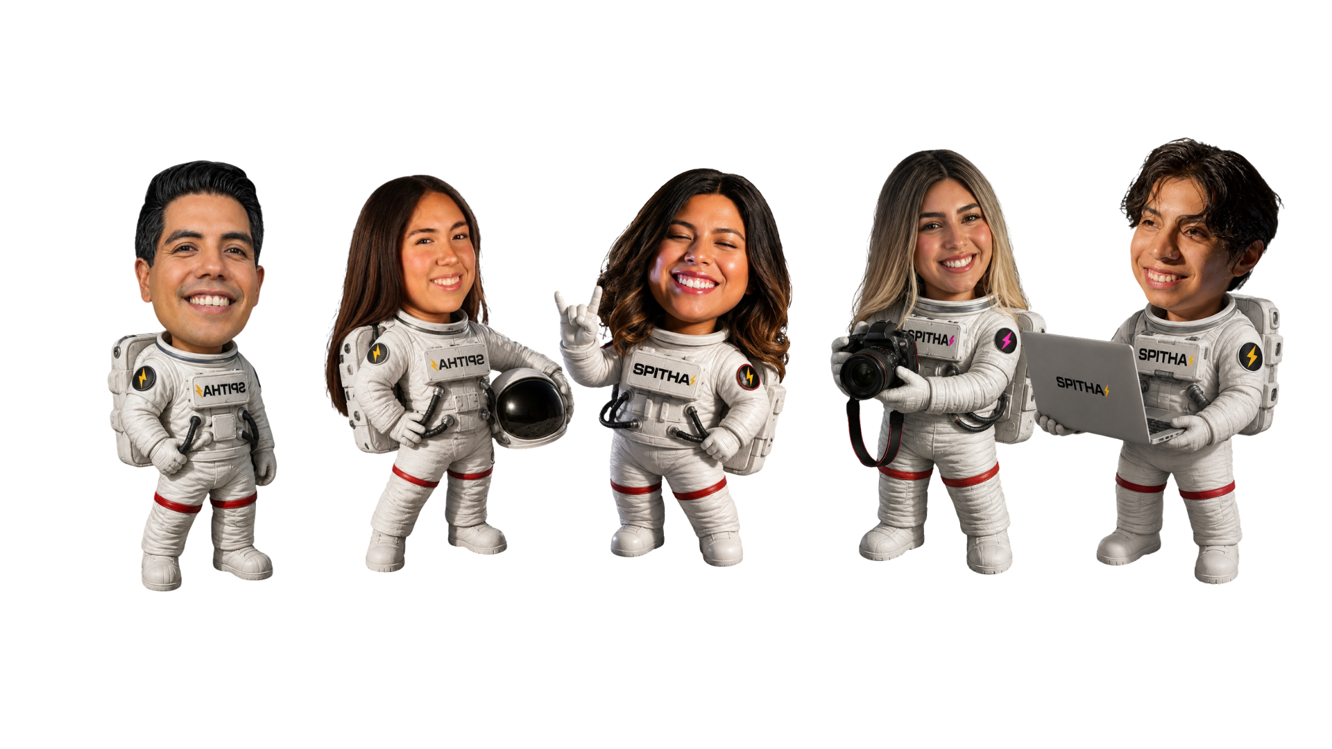 Equipo Spitha como astronautas cabezones
